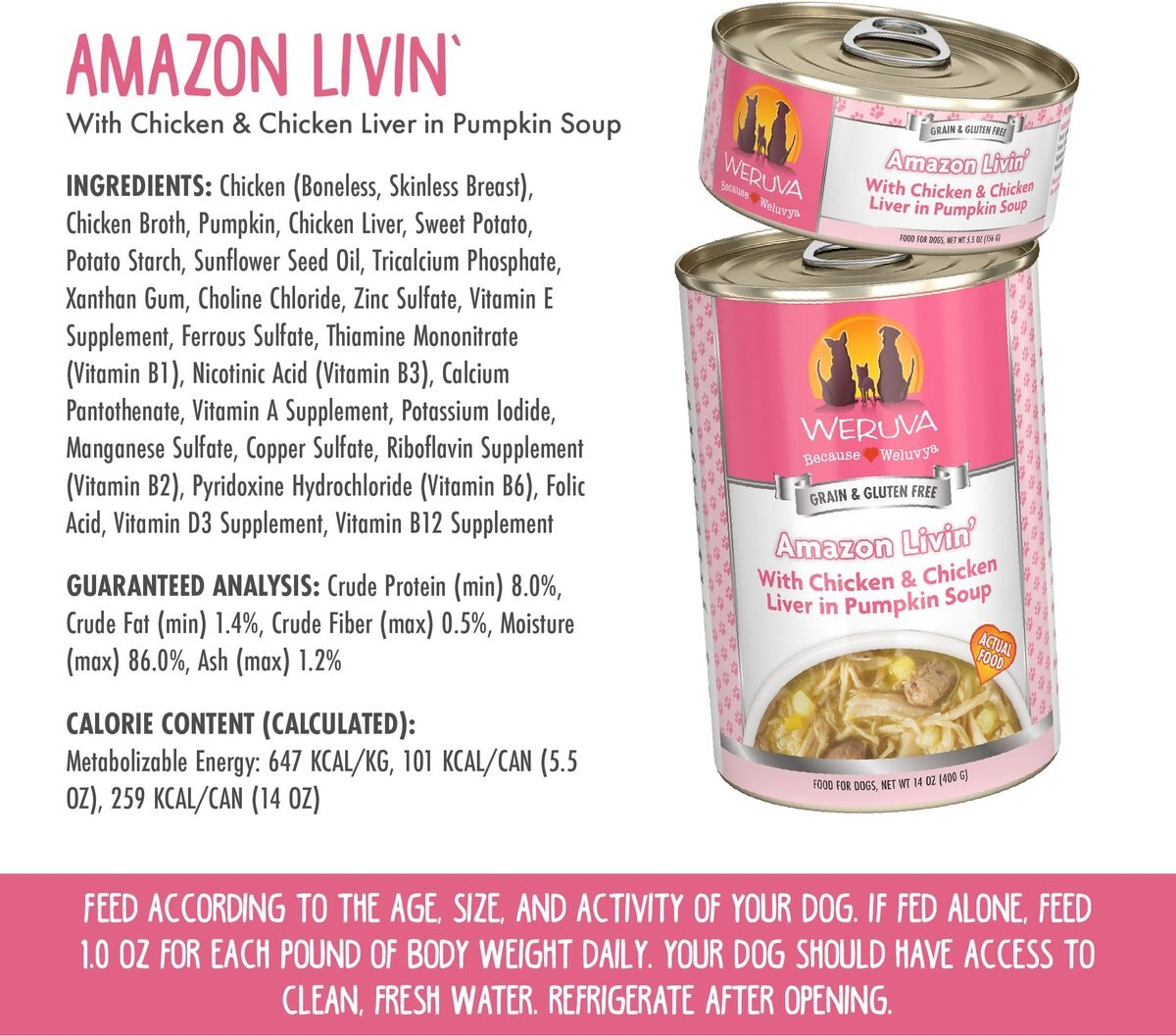 Weruva Amazon Livin' with Chicken and Chicken Liver in Pumpkin Soup Grain-Free Canned Dog Food