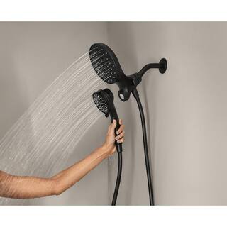 MOEN Attract Magnetix 6-Spray Patterns with 1.75 GPM 6.75 in. Wall Mount Dual Shower Heads and Handheld in Matte Black 26008BL