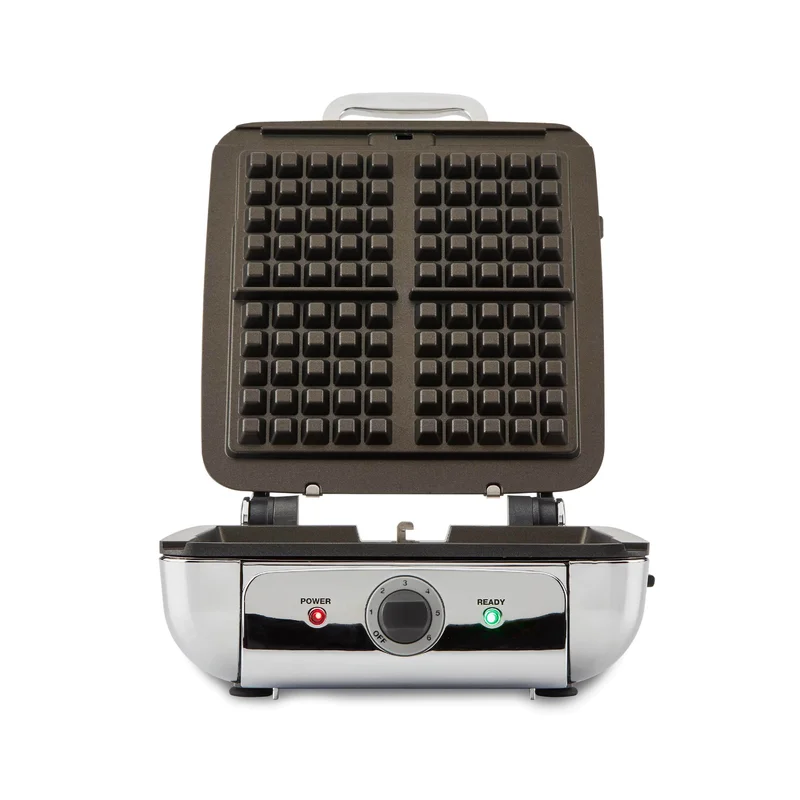 All-Clad 99010GT Stainless Steel Belgian Waffle Maker with 7 Browning Settings， 4-Square， Silver