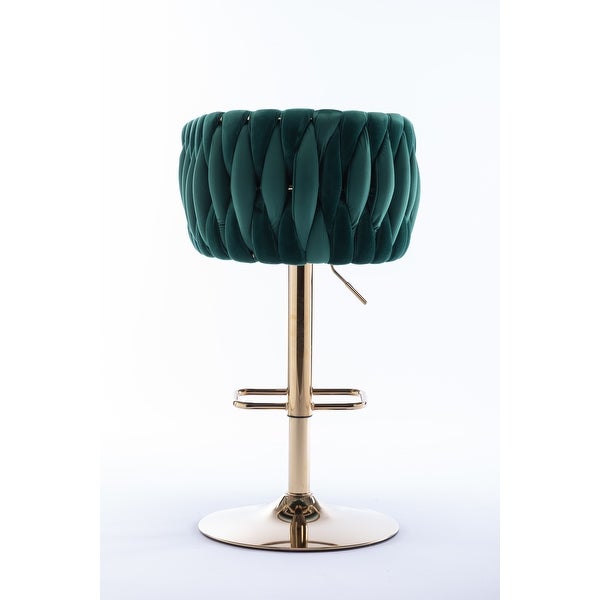 Modern Bar Stools Set of 2 Adjustable Mechanical Lifting Velvet and Golden Leg Simple Bar Stool