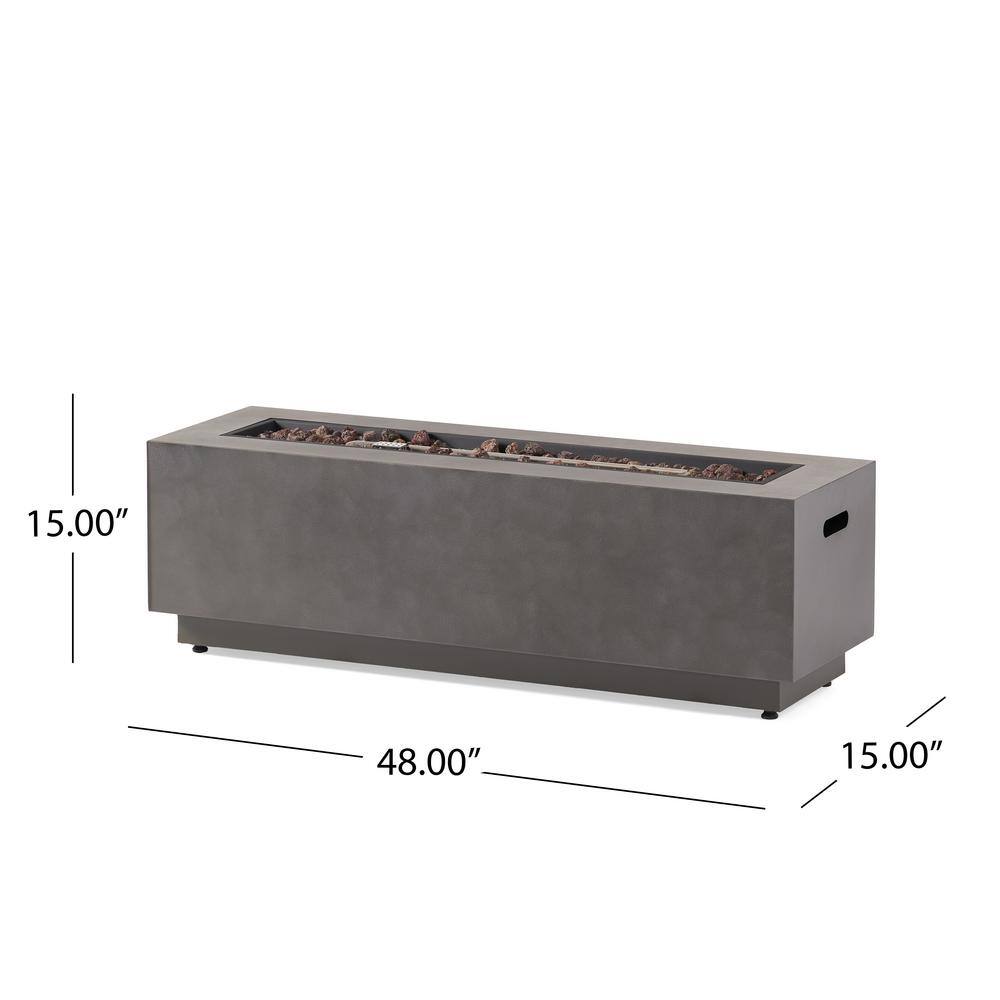 Noble House Reign Concrete Rectangular Metal Fire Pit (No Tank Holder) 69687