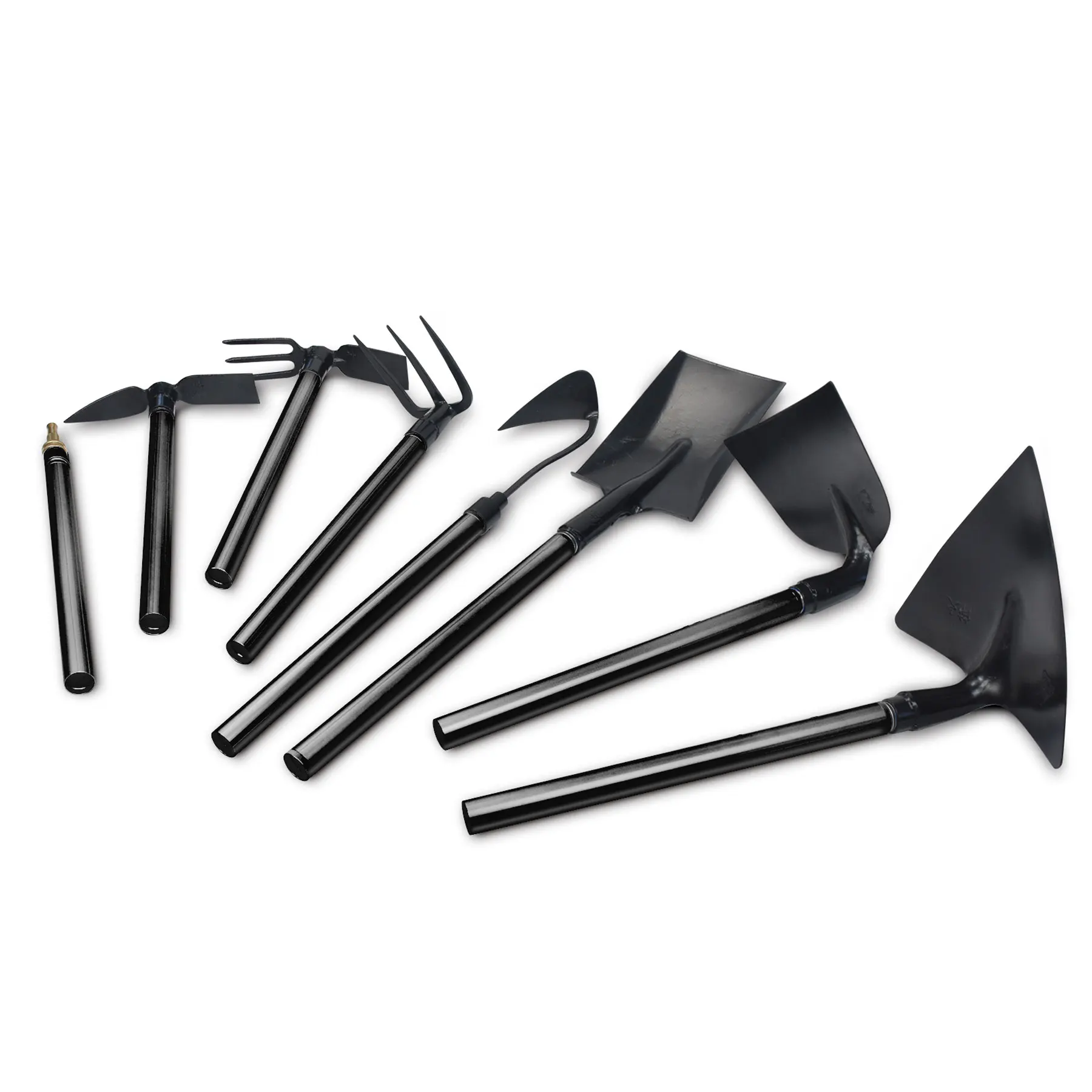 8 Piece Multi Function heavy duty Garden Tool Set Spade/Shovel/Rake/Hoe/Nozzle with extendable handle for gardener