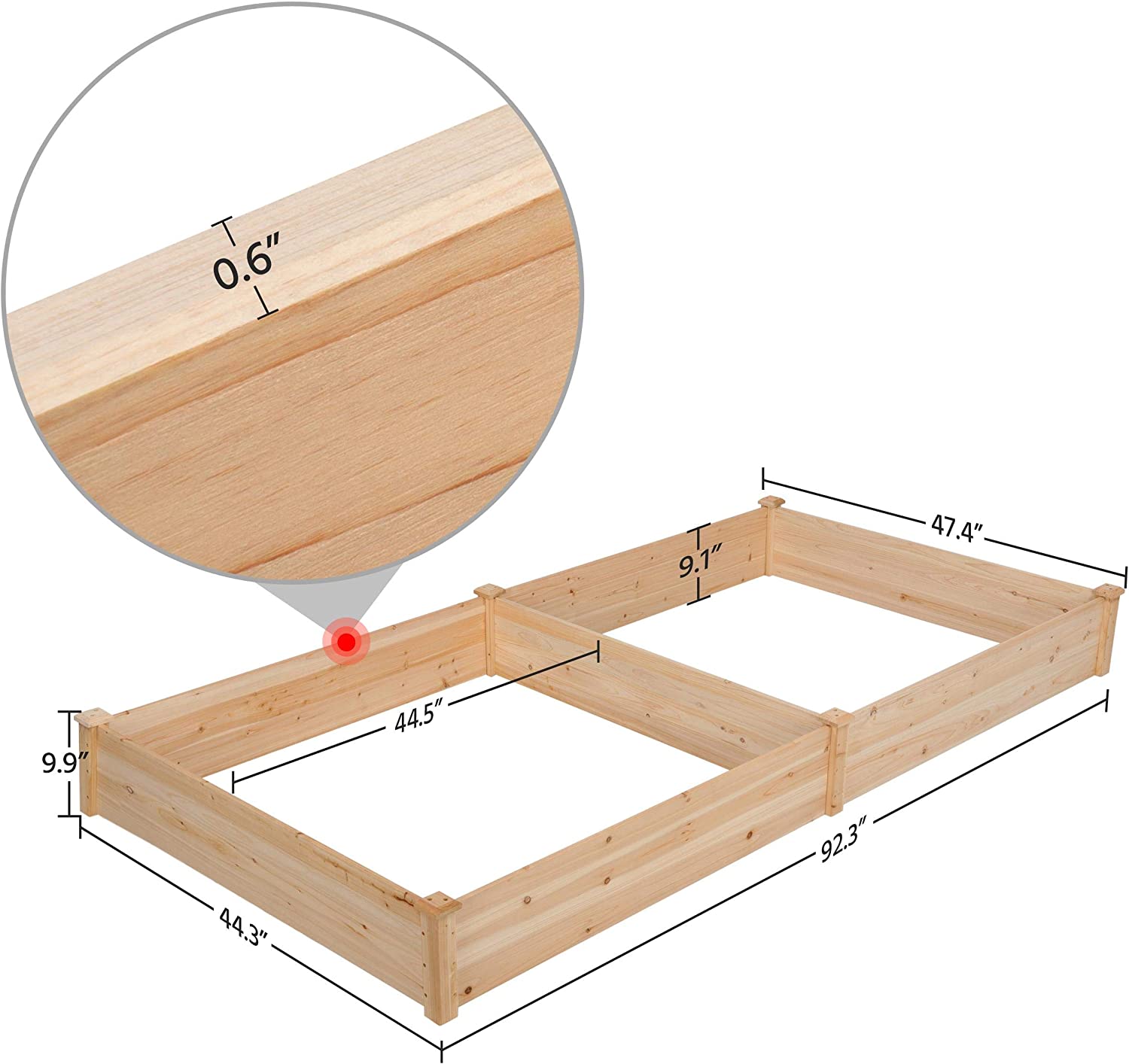 Wooden Outdoor Raised Garden Bed Elevated Wood Planter Garden Box Kit for Flowers/ Vegetables/ Herbs in Backyard/ Patio Planting Box Kit, Natural Wood