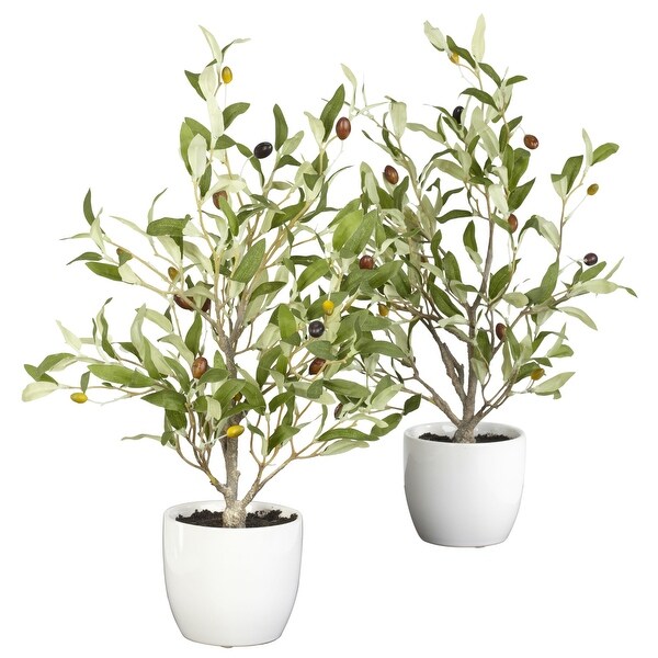 18 Olive Silk Tree w/Vase (Set of 2)