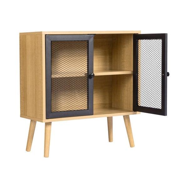 Simple Retro Storage Cabinet，2-Layer Sideboard with Iron Door