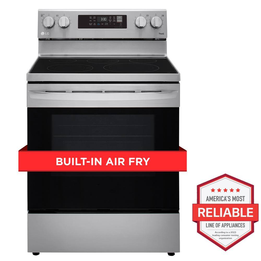 LG 30 in. 6.3 cu. ft. Smart Wi-Fi Enabled Fan Convection Electric Range Oven with AirFry and EasyClean in. Stainless Steel LREL6323S