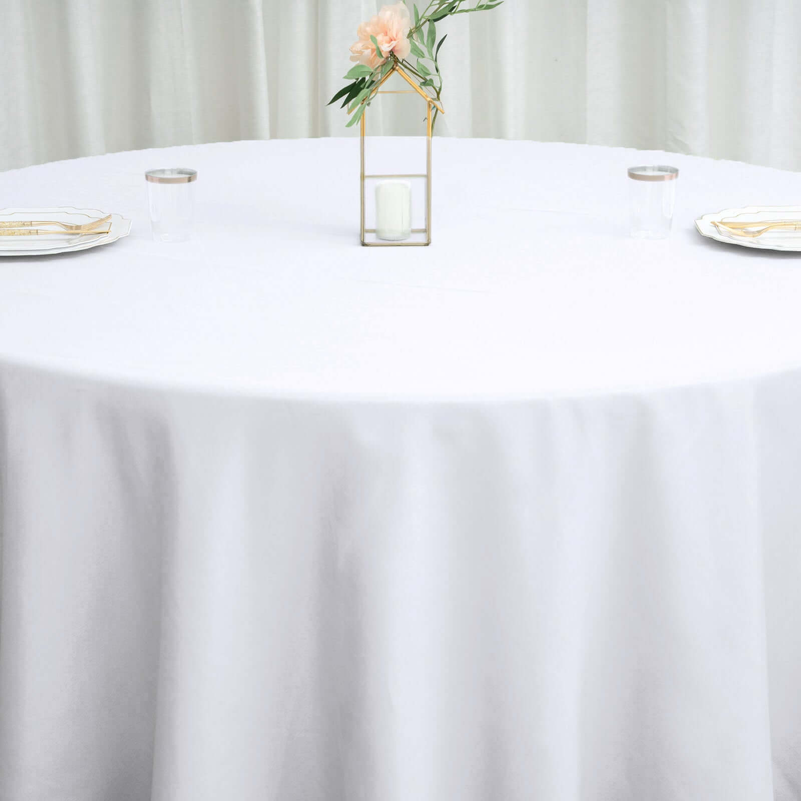 White Seamless Polyester Round Tablecloth 120