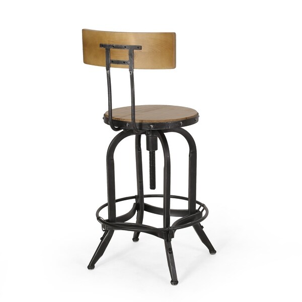 Ximen Modern Industrial Firwood Adjustable Height Swivel Barstools (Set of 2) by Christopher Knight Home