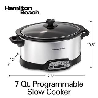 Hamilton Beach 7 Qt. Programmable Stainless Steel Slow Cooker with Built-In Timer and Temperature Settings 33473