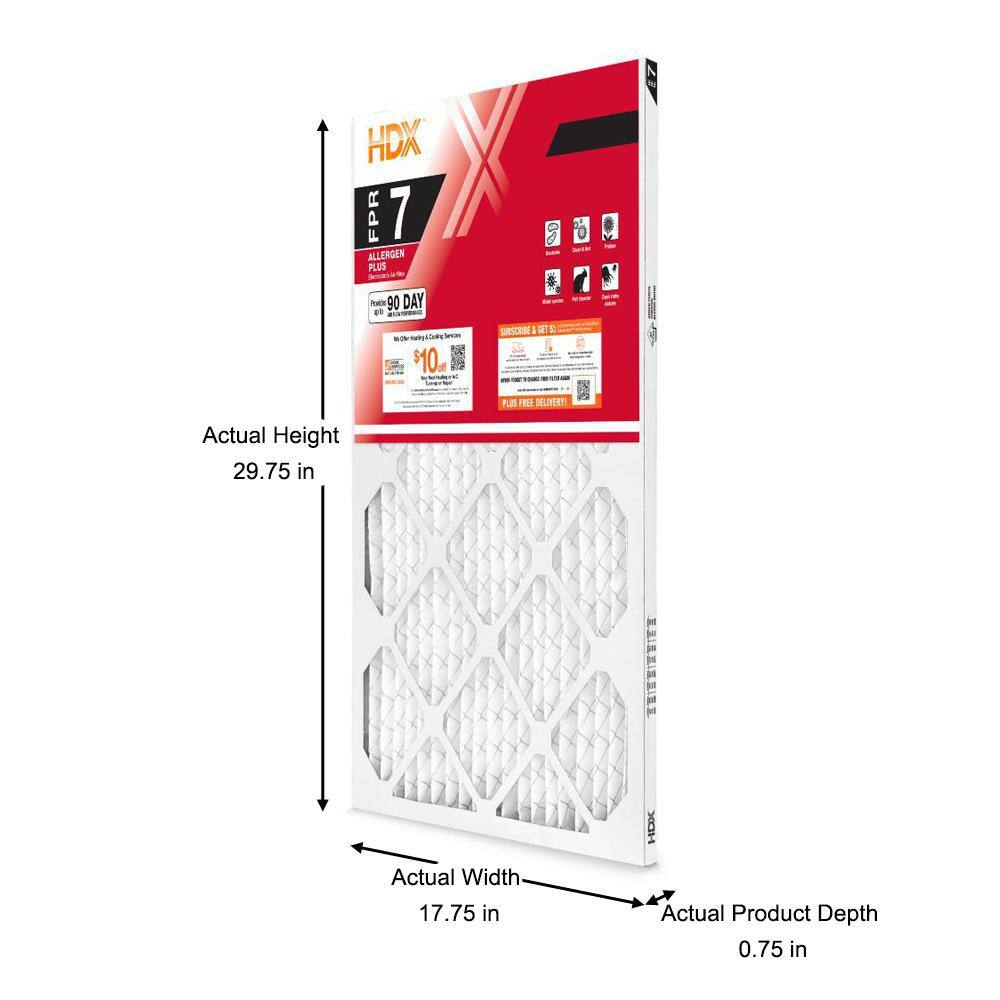 HDX 18 in. x 30 in. x 1 in. Allergen Plus Pleated Air Filter FPR 7 HDX1P7-011830