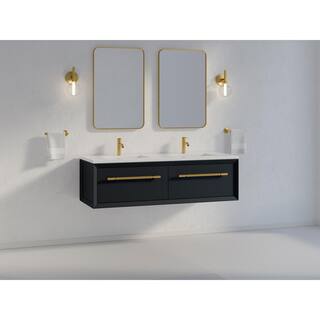 KOHLER Enivo 61.0625 in. W x 22.375 in. D x 17 in. H Bath Vanity Cabinet Only without Top in Gloss Black K-33563-GL7