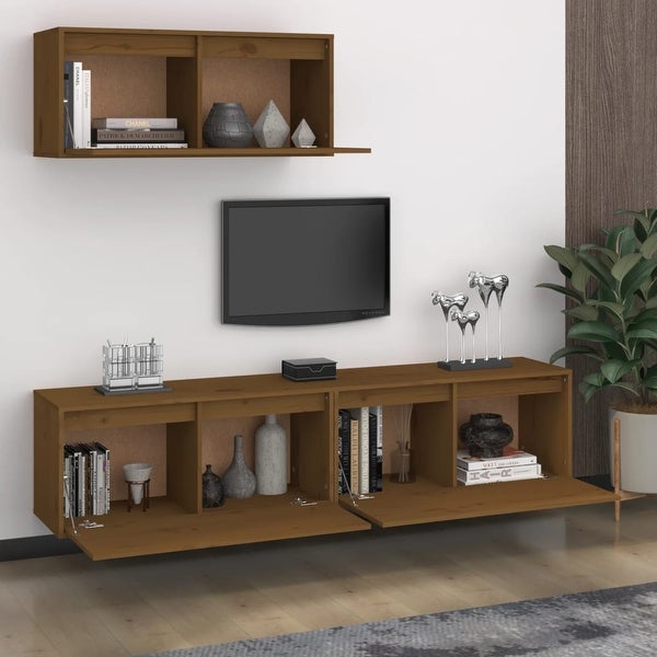 vidaXL TV Cabinets 3 pcs Honey Brown Solid Wood Pine - 31.5