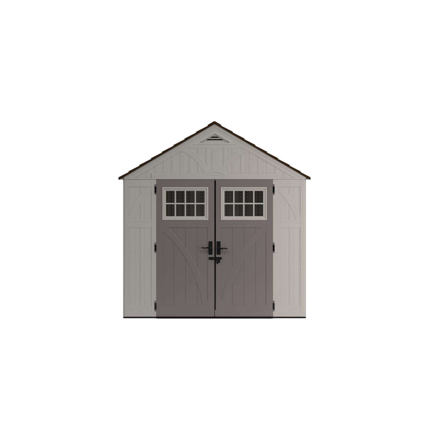 Suncast Tremont 8 ft. x 10 ft. Resin Vertical Peak Storage Shed with Floor Kit