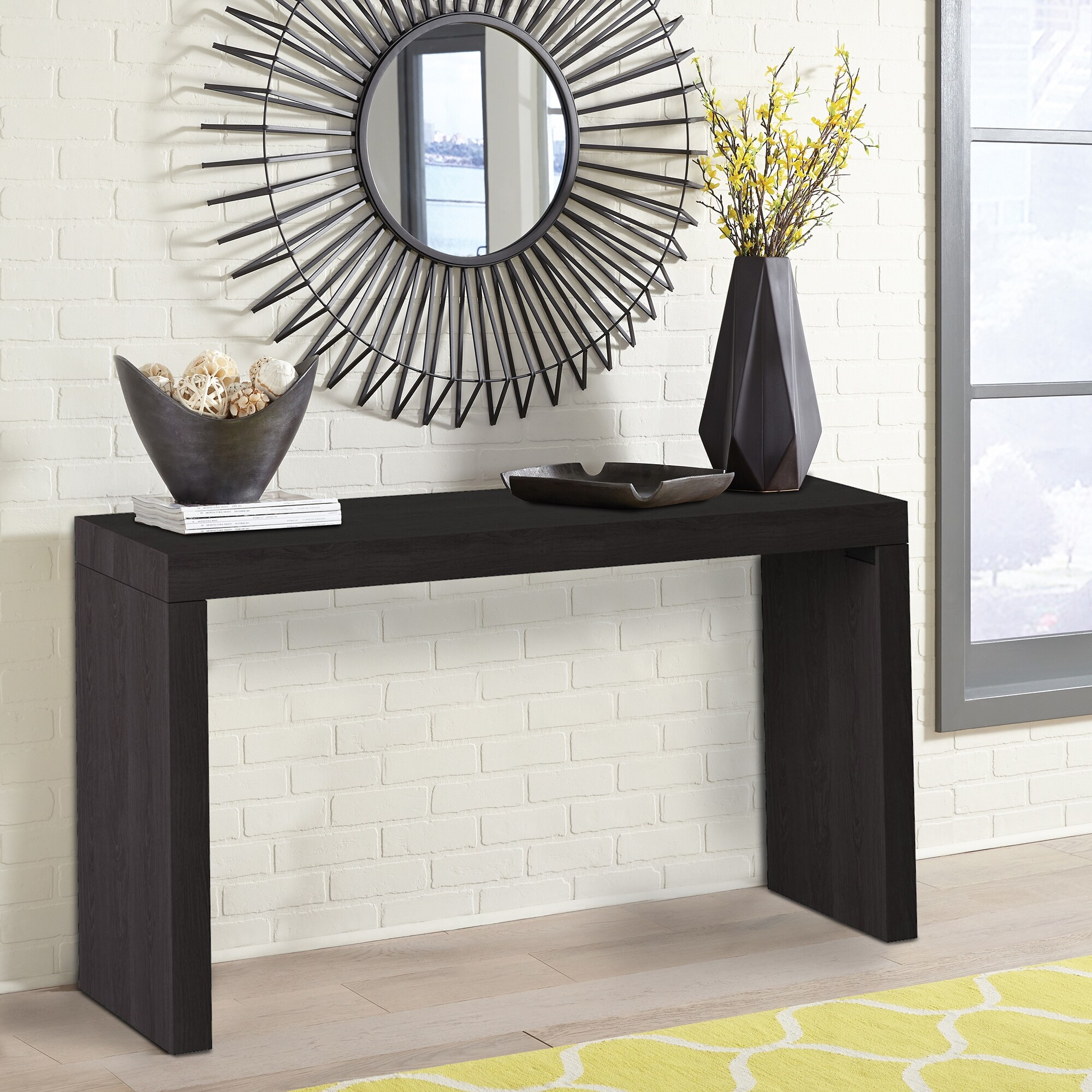 Carbon Loft Black Wood Veneer Dillon Console Table