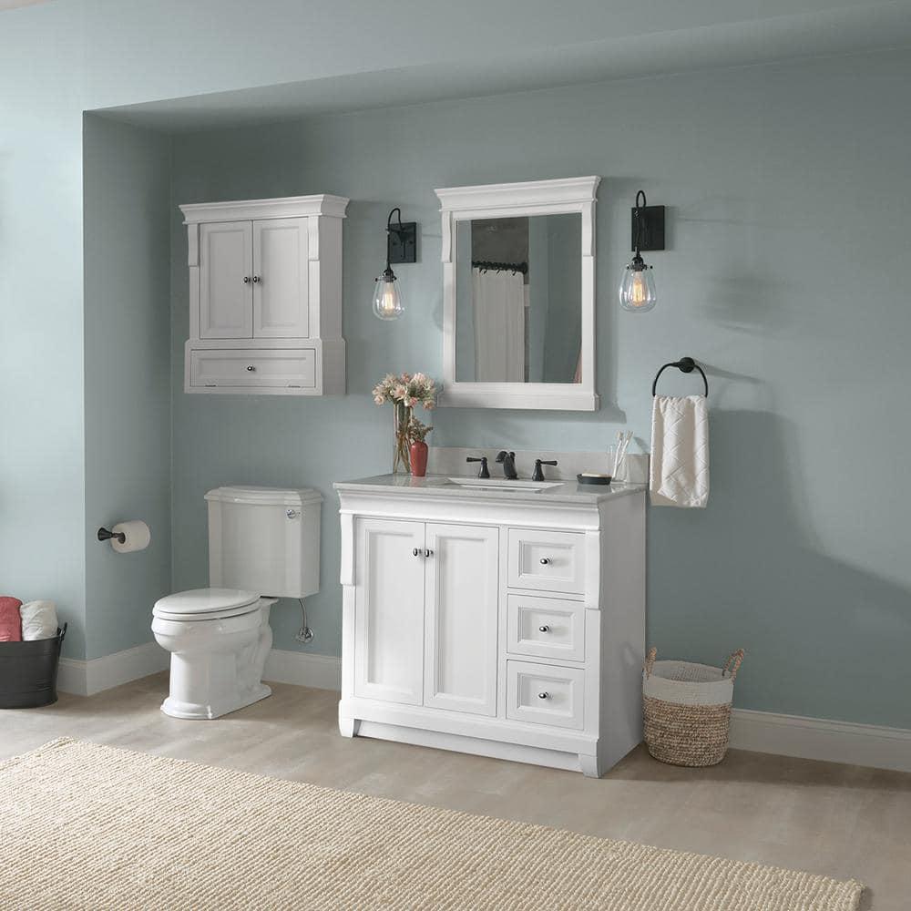 Home Decorators Collection Naples 36 in W Bath Vanity Cabinet Only in White with Right Hand Drawers