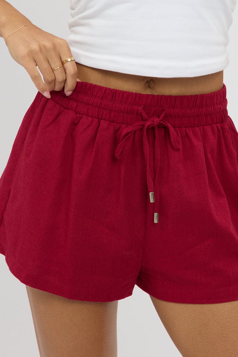 Red Shorts Elasticated Waist