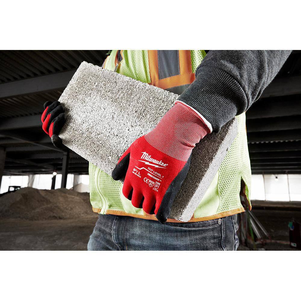 MW X-Large Red Nitrile Level 1 Cut Resistant Dipped Work Gloves (30-Pack) 48-22-8903X30