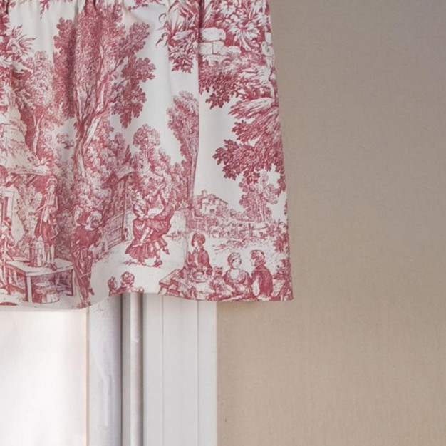 Ellis Curtain Victoria Park Toile Water Proof Room Darkening Blackout Tailored Window Valance 70 X 12 Red