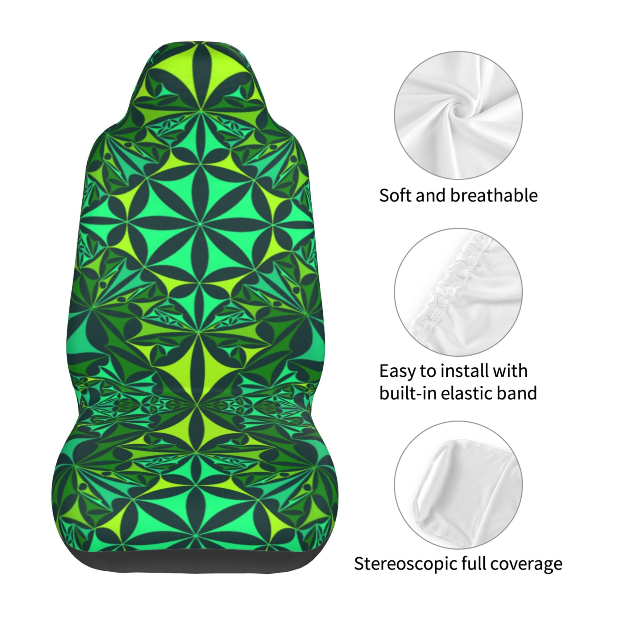 ZICANCN Car Seat Cover Green Shades Kaleidoscope Car Front Seat Covers Protectors ， Automotive Seat Covers for Cars Trucks Suv