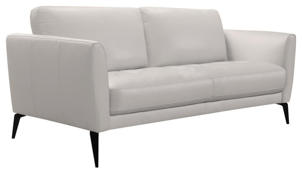 Contemporary Sofa  Black Legs  ampPadded Genuine Leather Upholstery  Dove Gray   Midcentury   Sofas   by Decorn  Houzz