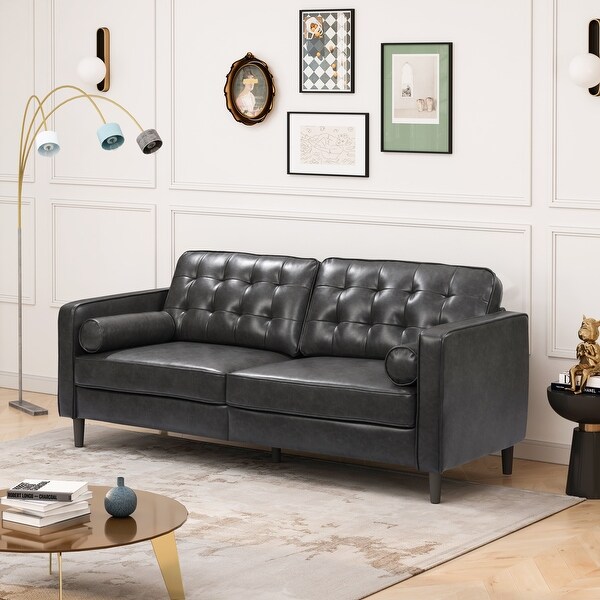 3 Seater Tufted Leather Sofa