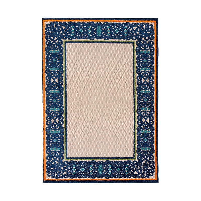 World Rug Gallery Contemporary Bordered Indoor Outdoor Rug