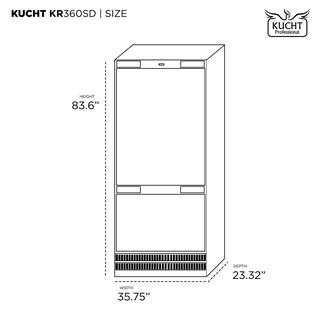 Kucht 36 in. Width 16 cu. ft. Built-In Bottom Freezer Refrigerator in Custom Panel Ready Counter Depth KR360SD