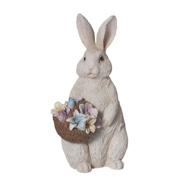 Transpac Resin 16 25 In Gray Easter Light Up Bunny With Flowers