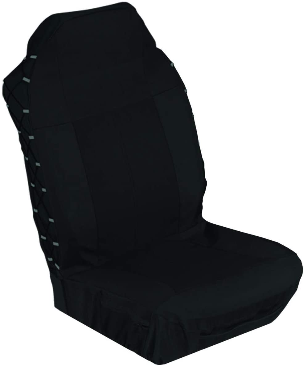 StingRay Heavy Duty Car Seat Cover - Universal Fit， Water Resistant Poly Canvas， Black Front Seat Covers