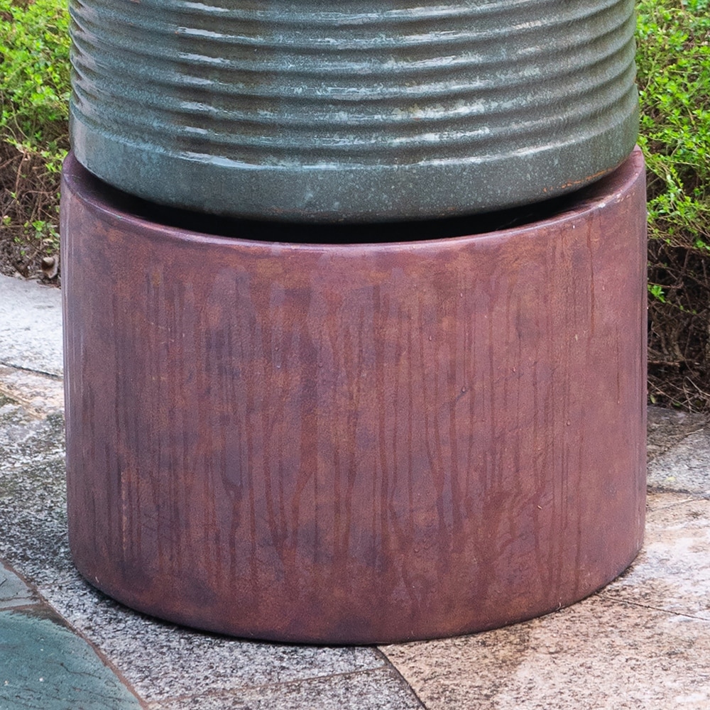 Tall Large Modern Cylinder Ribbed Tower Water Fountain