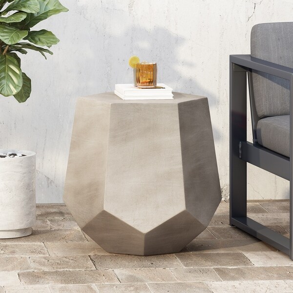 Concrete Accent Table，Hexagon Patio Side Table 20.5