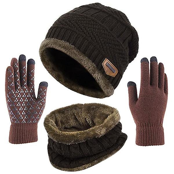 Winter Warm Beanie Hat Scarf Gloves Set