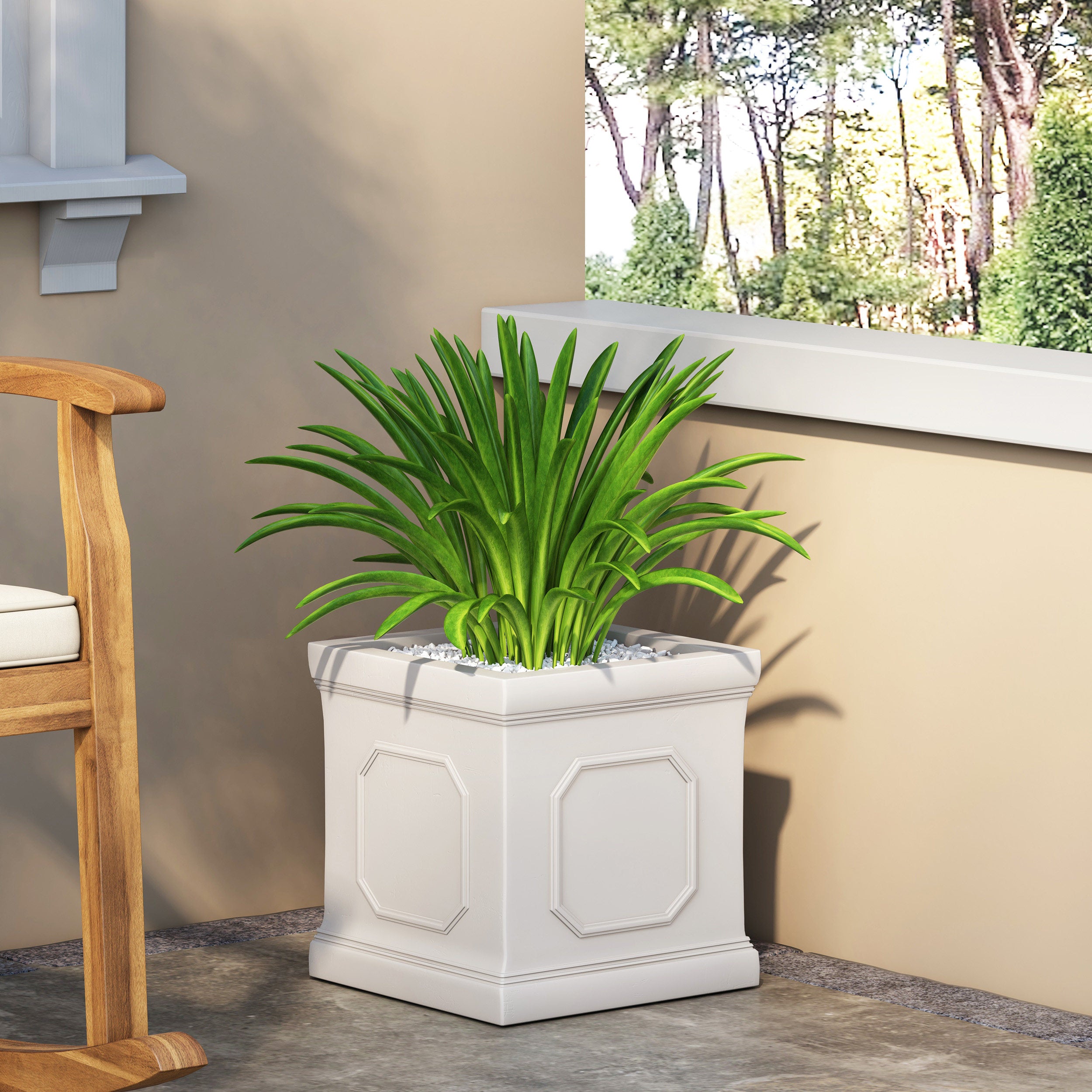 Greg Outdoor Cast Stone Planter