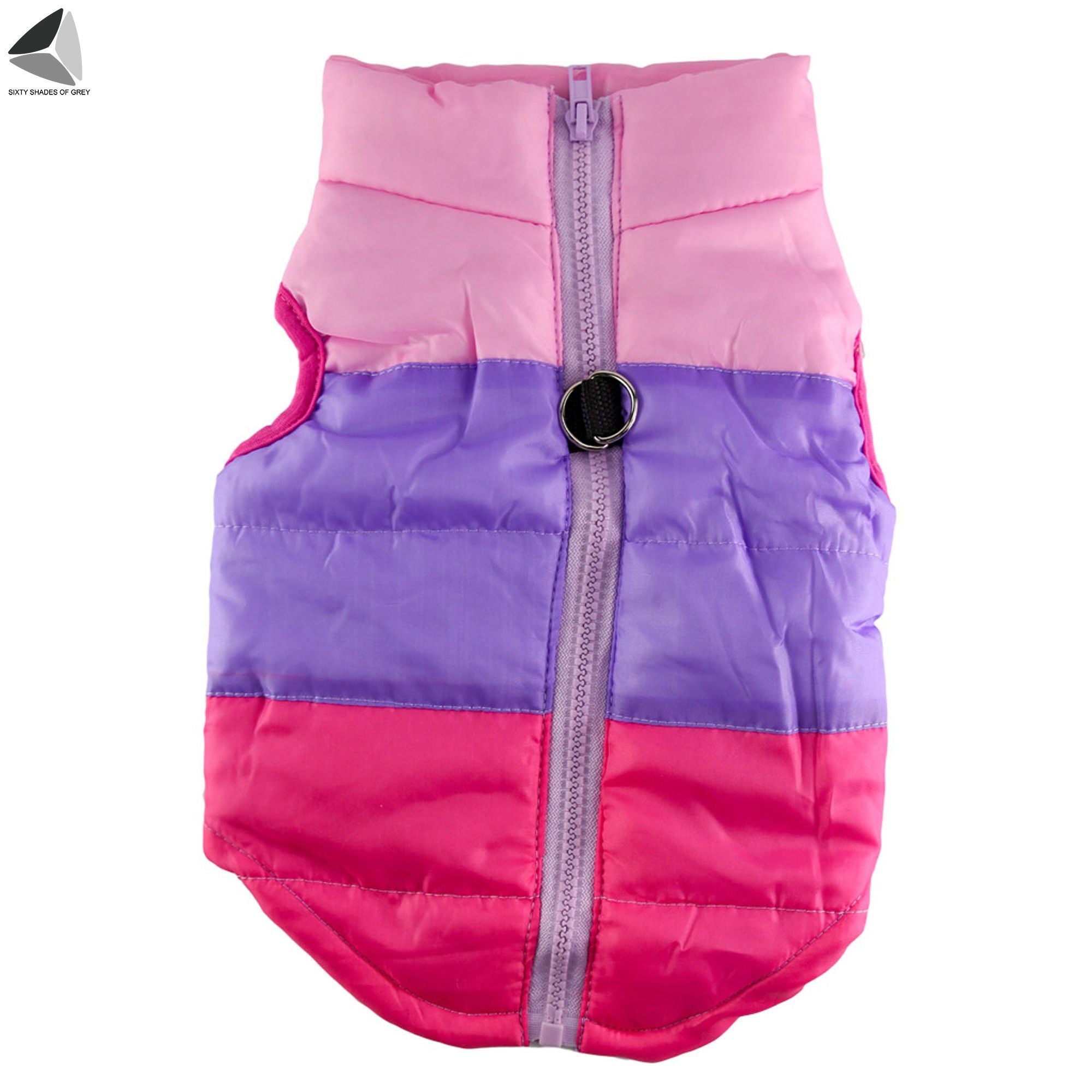 Sixtyshades Winter Warm Dog Jackets Waterproof Padded Zipper Dog Vest Coats Pet Clothes for Small Medium Dogs (L， Purple + Rose Red)