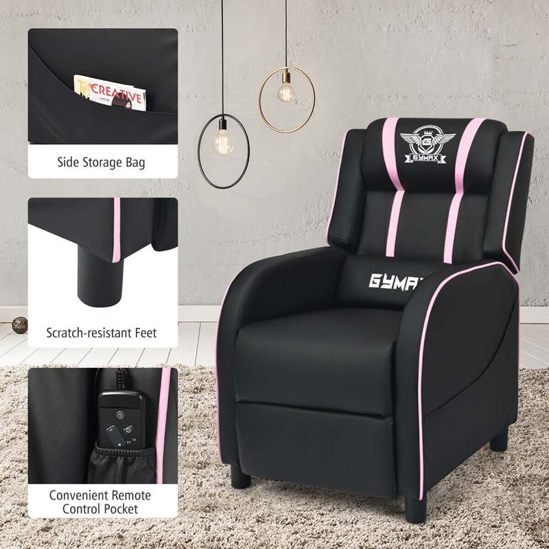 Massage Gaming Recliner Chair with Footrest, Racing Style Gaming Sofa, Lounge Sofa, PU Leather Single Sofa, Home Theater Seat