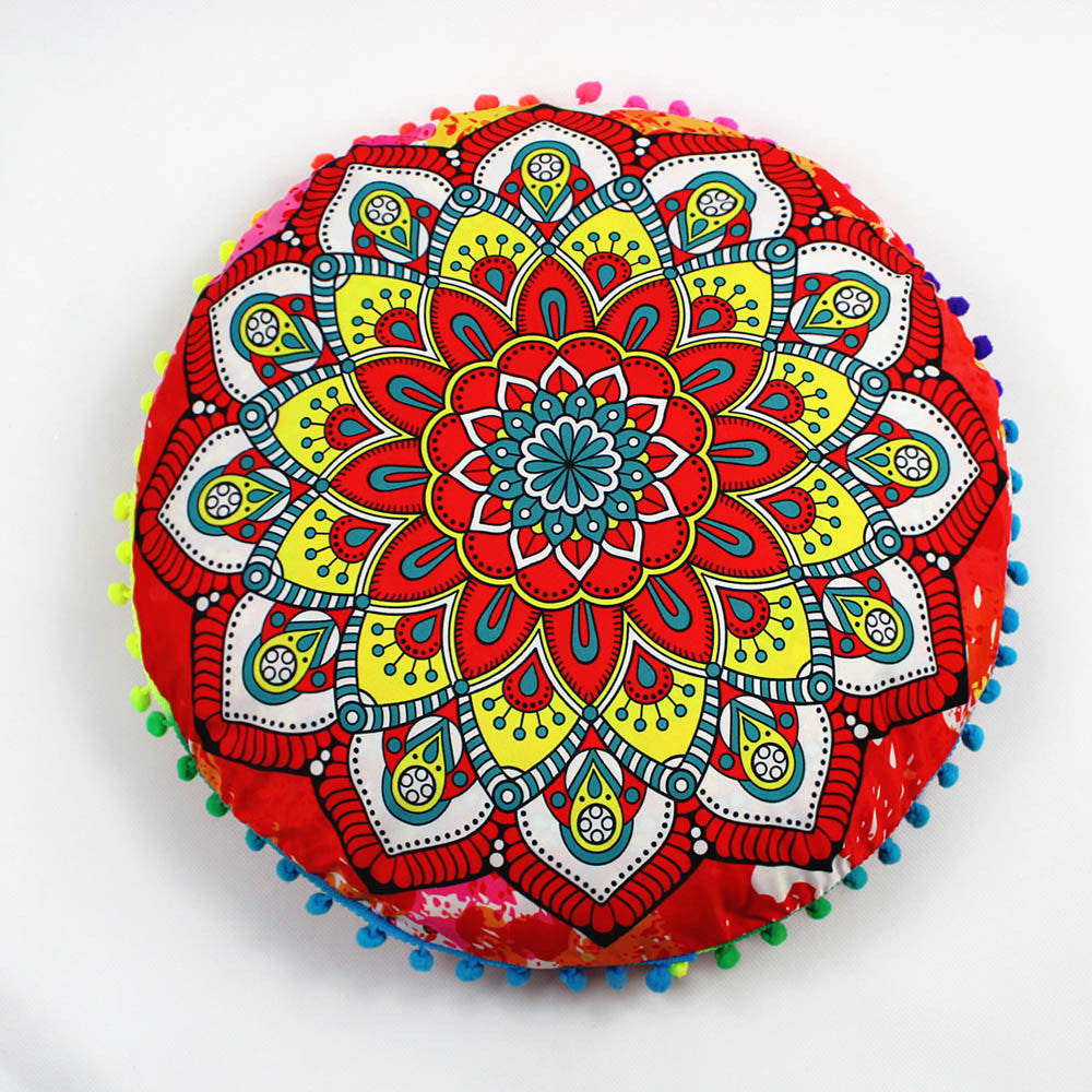 Toyfunny Indian Mandala Floor Pillows Round Bohemian Cushion Pillows Cover Case Cushions