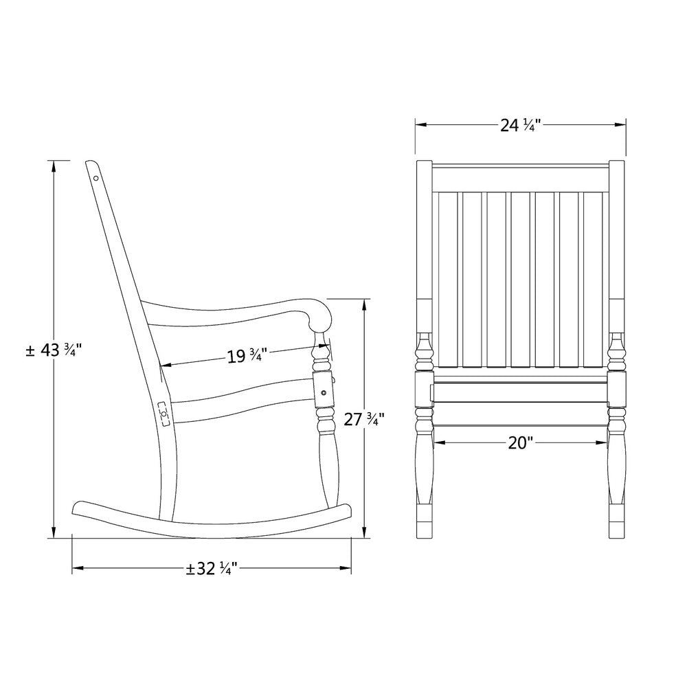 Bonn Solid Wood Oversized Outdoor Rocking Chair, Black