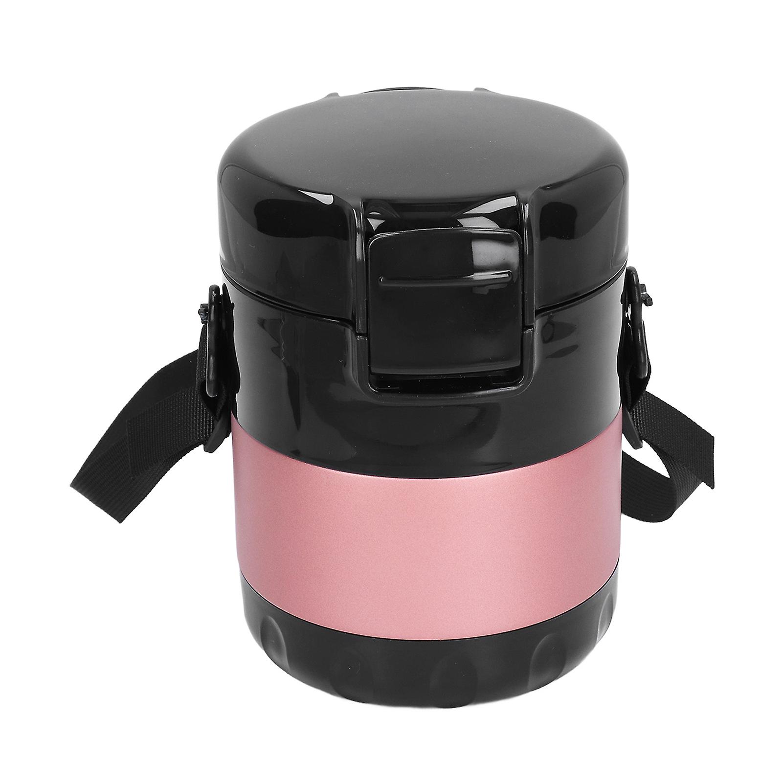 1.9l Insulated Lunch Containers Portable Stainless Steel Vacuum Insulated Food Jar With Strap For School Officepink