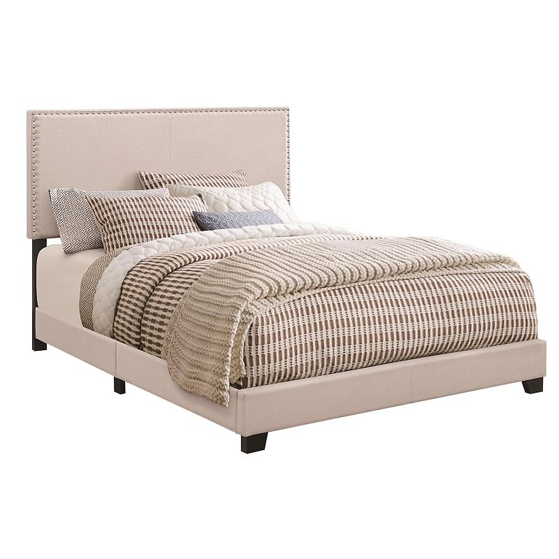 Explicitly Crisp Upholstered Cal King Bed， Ivory