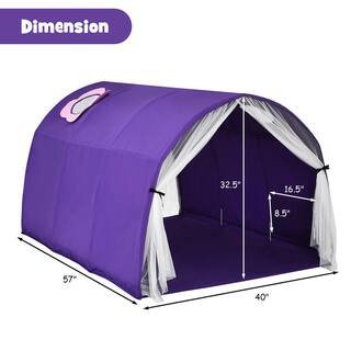 Costway Purple 2-Person Fabric Kids Bed Tent Play Tent with Carry Bag TY328040ZS