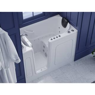 Universal Tubs HD Series 54 in. Left Drain Quick Fill Walk-In Whirlpool and Air Bath Tub with Powered Fast Drain in White HD3054LWD