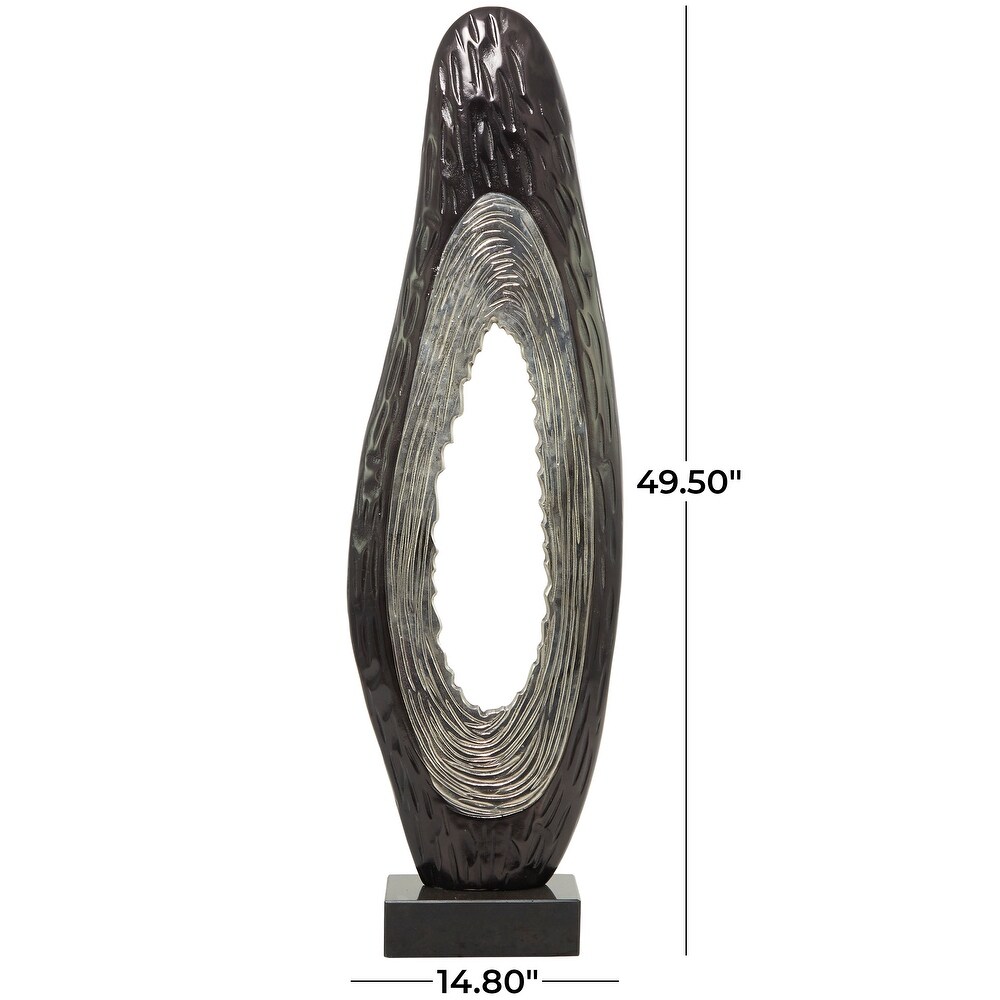 Aluminum Teardrop Abstract Sculpture with Black Base