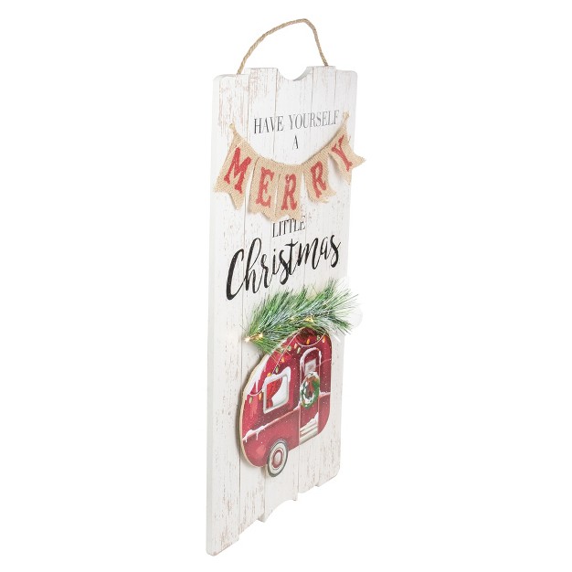 Northlight 24 inch Lighted Merry Little Christmas Vintage Red Truck Wall Sign