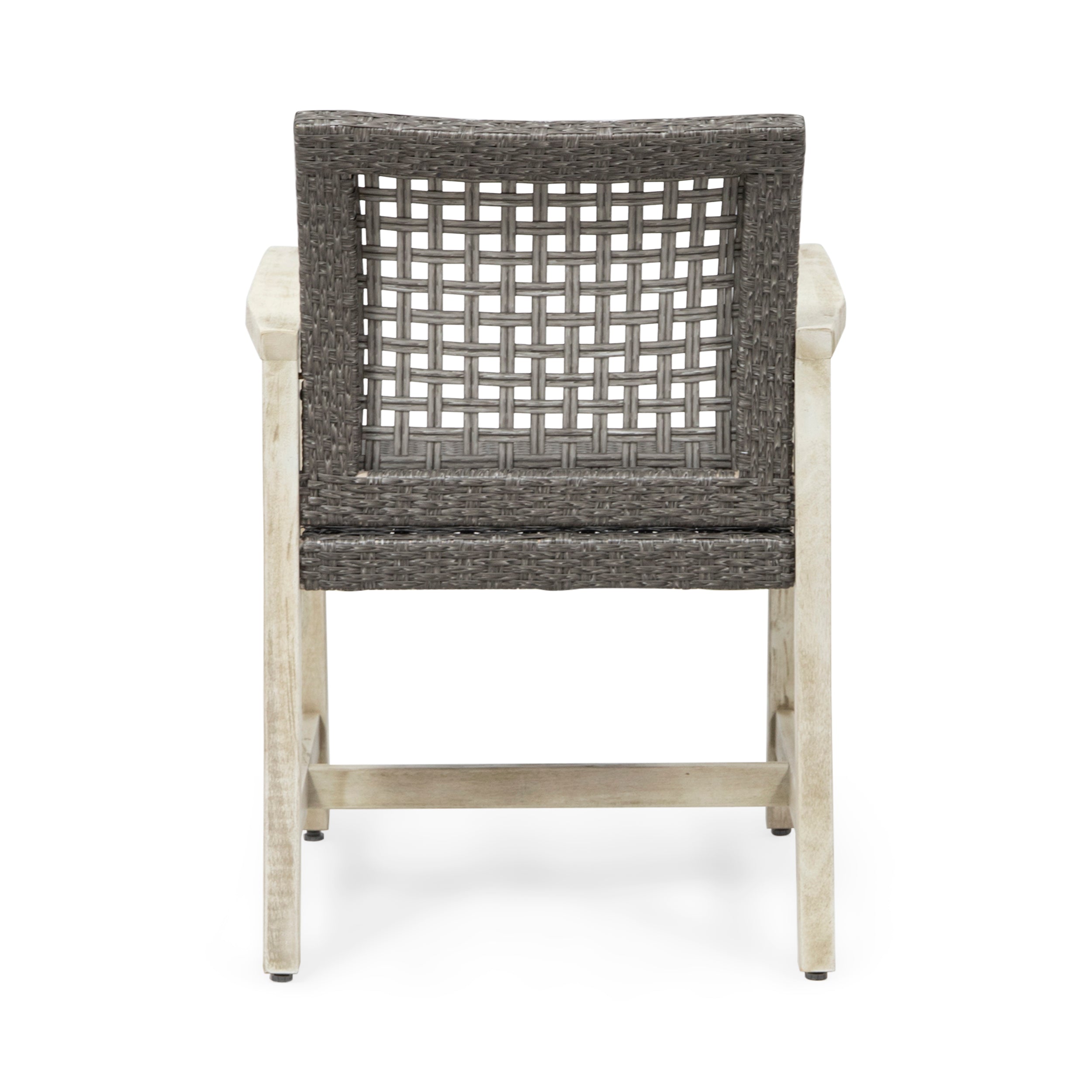 Alyssa Outdoor Acacia Wood and Wicker Dining Chair (Set of 2)