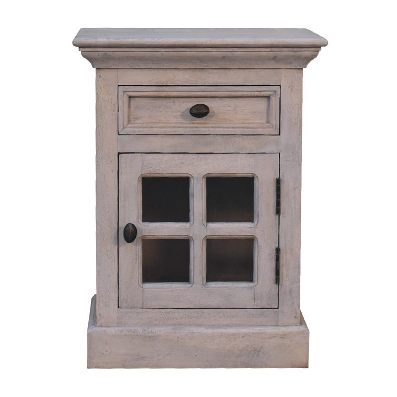 Stone Finish Bedside with Glazed Door