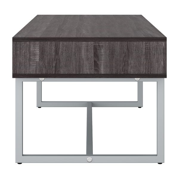 Auston Single Drawer Coffee Table with Silver Metal Legs