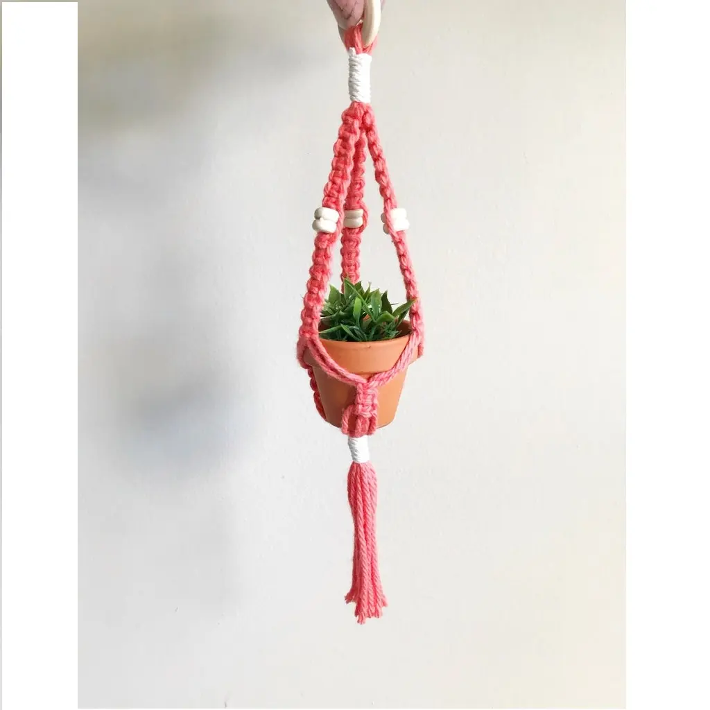 Hand Knitted Macrame Plant Hanger Indoor Outdoor Wall Hanging Planter Plant Holder For Home Decoration