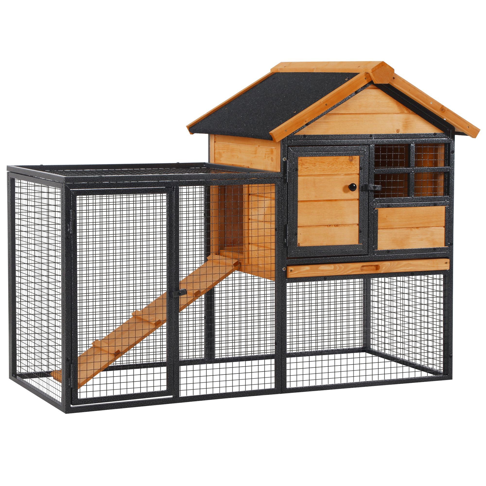 PawHut Wooden Rabbit House with Roof for Outdoors 48