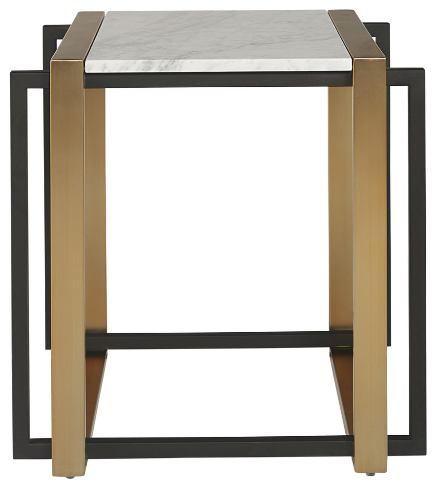 Garnet End Table  Black/Brass  White Marble   Transitional   Side Tables And End Tables   by Sunpan Modern Home  Houzz