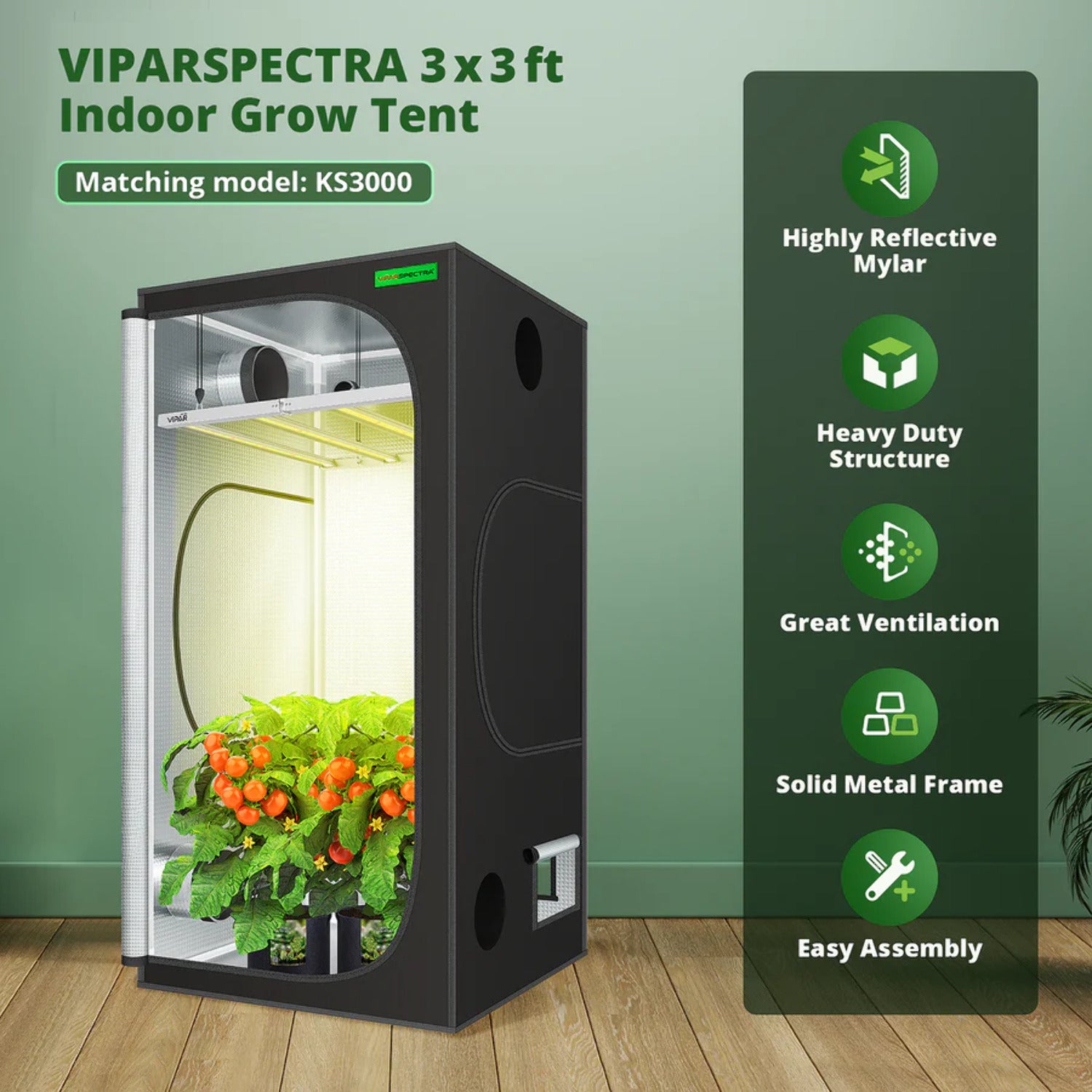 ViparSpectra Mylar Hydroponic Reflective 600D Grow Tent 36x36x72